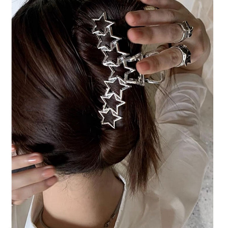 Metal Hollow Out Circle Love Heart Star Big Shark Clip for Women Girl Daily Jewelry Autumn Winter Headdress