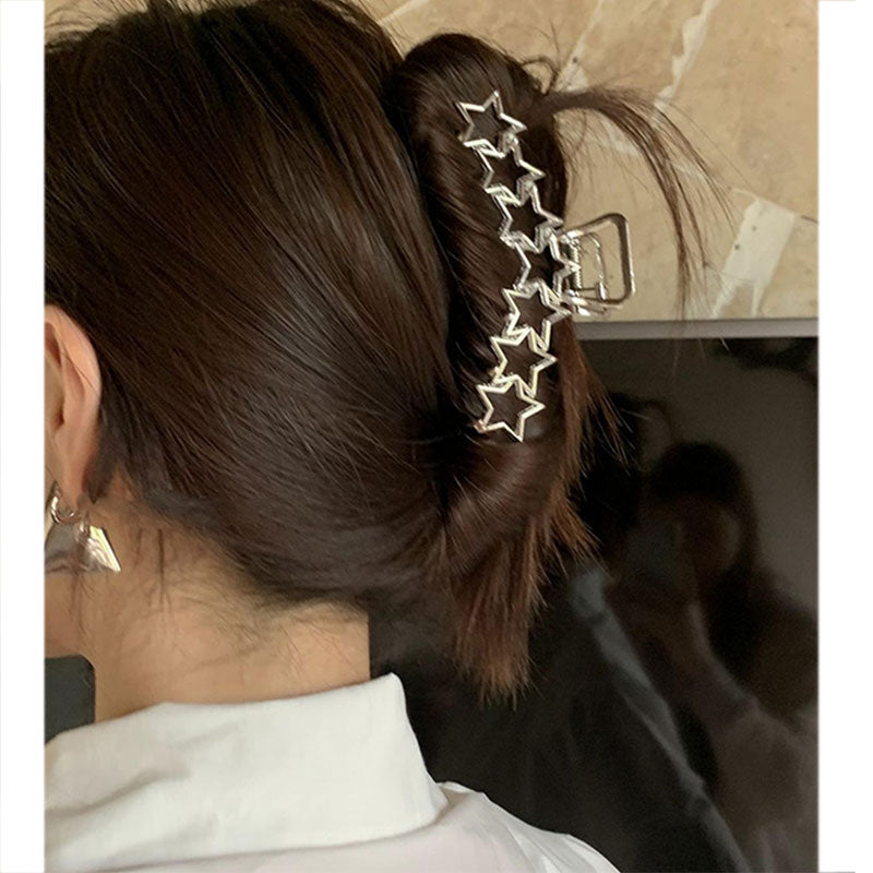 Metal Hollow Out Circle Love Heart Star Big Shark Clip for Women Girl Daily Jewelry Autumn Winter Headdress