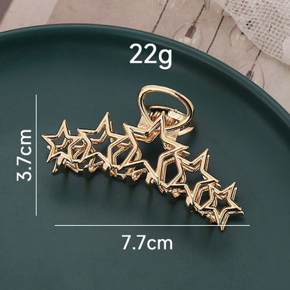 Metal Hollow Out Circle Love Heart Star Big Shark Clip for Women Girl Daily Jewelry Autumn Winter Headdress