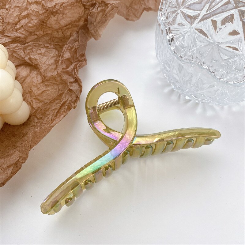 New 13cm Oversized Hair Claw Shark Clips Shiny Colorful Cross Grab Clip Womans Girl Elegant Ponytail Hairpin hair Accessory